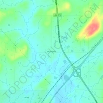 Topografische Karte Chambers, Höhe, Relief