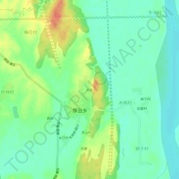 Topografische Karte 北坊, Höhe, Relief