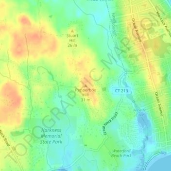 Topografische Karte Pepperbox Hill, Höhe, Relief