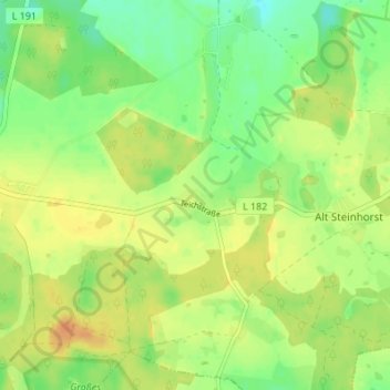 Topografische Karte Carlsruhe, Höhe, Relief