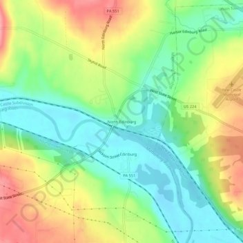 Topografische Karte North Edinburg, Höhe, Relief