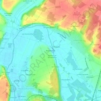 Topografische Karte Rochambeau, Höhe, Relief