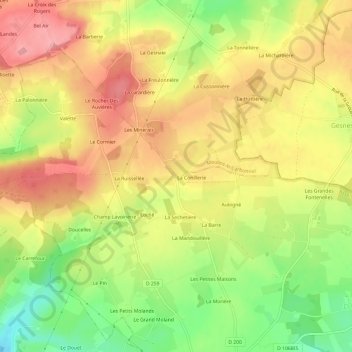 Topografische Karte Le Moulinet, Höhe, Relief
