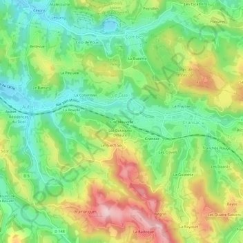 Topografische Karte Cité Nouvelle, Höhe, Relief