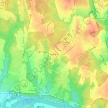 Topografische Karte Sugarland, Höhe, Relief