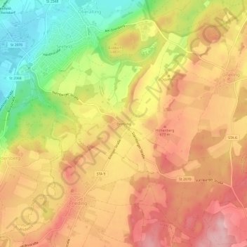 Topografische Karte Drößling, Höhe, Relief