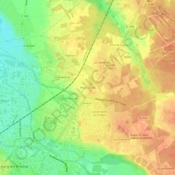 Topografische Karte Petit Challes, Höhe, Relief
