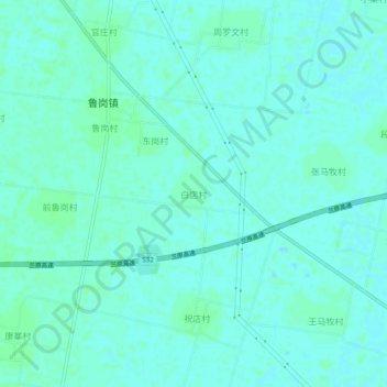 Topografische Karte 白店村, Höhe, Relief