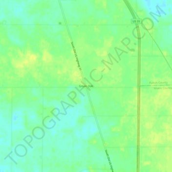 Topografische Karte Green Oak, Höhe, Relief