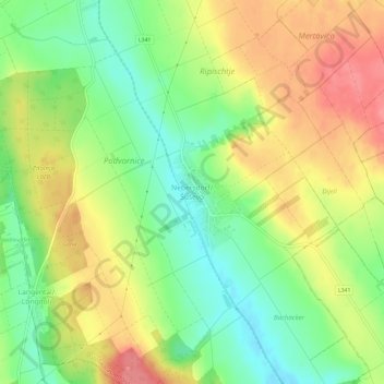 Topografische Karte Nebersdorf, Höhe, Relief