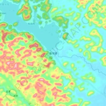 Topografische Karte 渠洋镇, Höhe, Relief