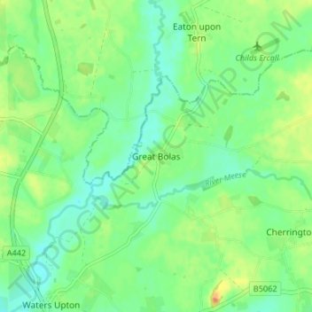 Topografische Karte Great Bolas, Höhe, Relief