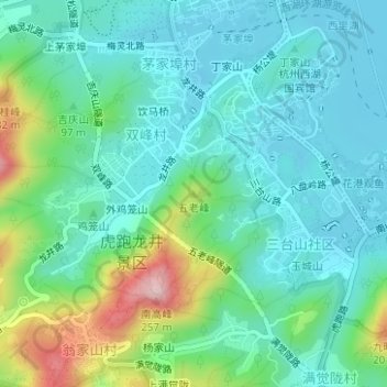 Topografische Karte 五老峰, Höhe, Relief