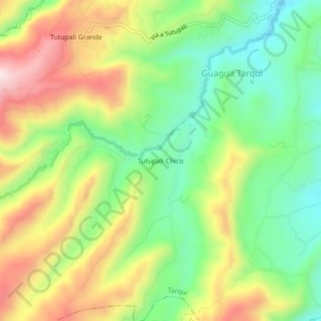 Topografische Karte Tutupali Chico, Höhe, Relief