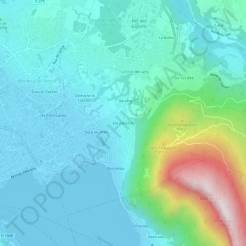Topografische Karte Les Barattes, Höhe, Relief