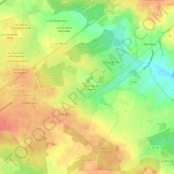 Topografische Karte Champ du Moulin, Höhe, Relief