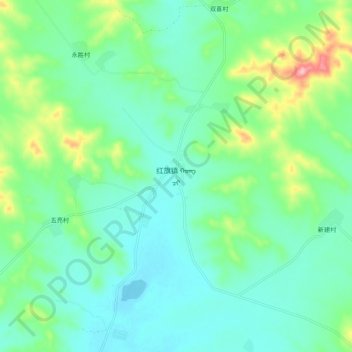 Topografische Karte 红旗镇, Höhe, Relief