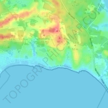 Topografische Karte Handrup Strand, Höhe, Relief