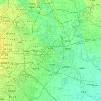 Topografische Karte 通州区, Höhe, Relief