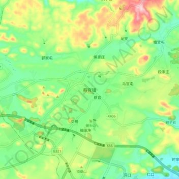 Topografische Karte 蔡官镇, Höhe, Relief