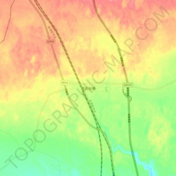 Topografische Karte 章古台镇, Höhe, Relief