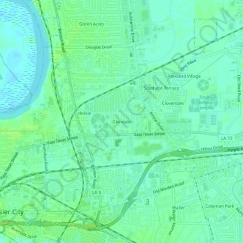 Topografische Karte Glendale, Höhe, Relief