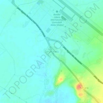 Topografische Karte Tanak Awu, Höhe, Relief