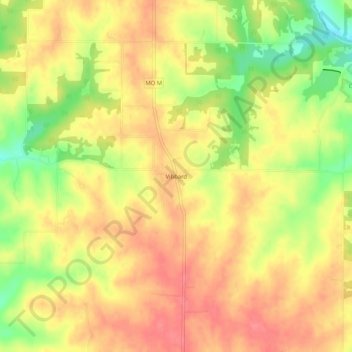 Topografische Karte Vibbard, Höhe, Relief