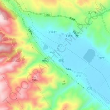 Topografische Karte 萂村, Höhe, Relief