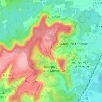 Topografische Karte Les Creuttes, Höhe, Relief