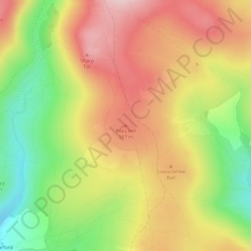 Topografische Karte Piles Hill, Höhe, Relief