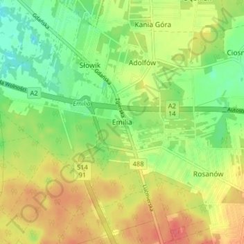 Topografische Karte Emilia, Höhe, Relief