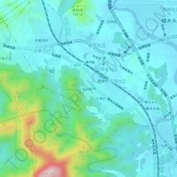 Topografische Karte 宝山新村, Höhe, Relief