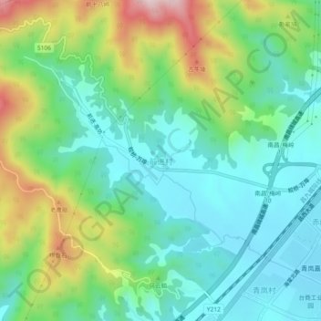 Topografische Karte 前进村, Höhe, Relief