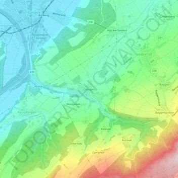 Topografische Karte Lobsigen, Höhe, Relief