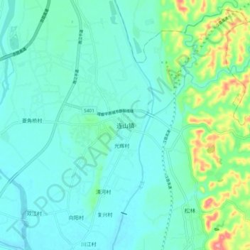 Topografische Karte 连山镇, Höhe, Relief