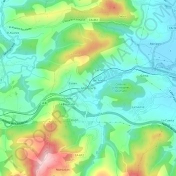 Topografische Karte Ambrosero, Höhe, Relief