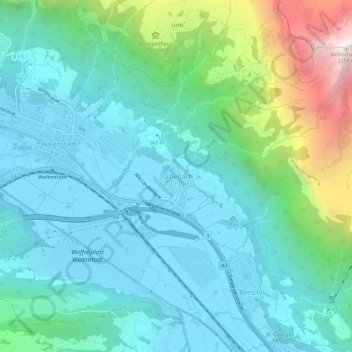 Topografische Karte Tscherlach, Höhe, Relief