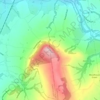 Topografische Karte The Cloud, Höhe, Relief
