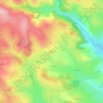 Topografische Karte Noally, Höhe, Relief