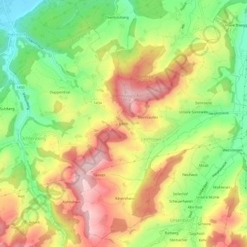 Topografische Karte Linde, Höhe, Relief
