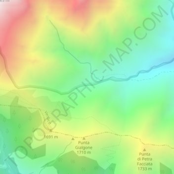 Topografische Karte Purcile, Höhe, Relief