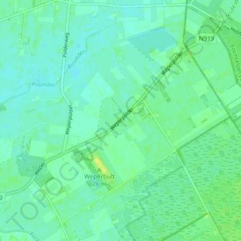 Topografische Karte Nieuw Weper, Höhe, Relief