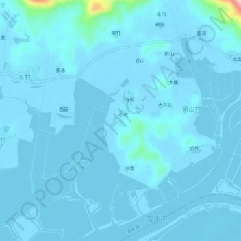 Topografische Karte 林溪, Höhe, Relief