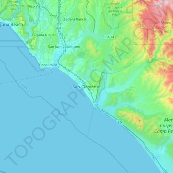 Topografische Karte San Clemente, Höhe, Relief