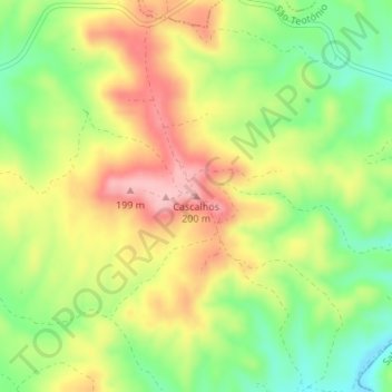 Topografische Karte Cascalhos, Höhe, Relief