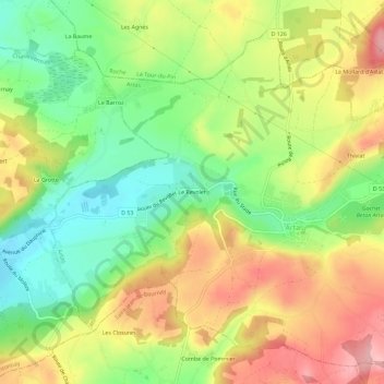 Topografische Karte Le Revolet, Höhe, Relief