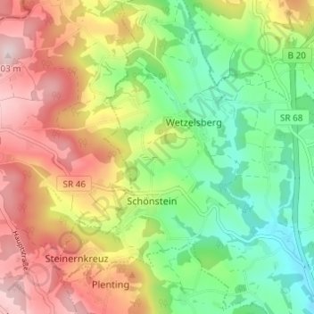 Topografische Karte Auersdorf, Höhe, Relief