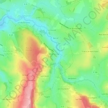 Topografische Karte Moulin la Cour, Höhe, Relief