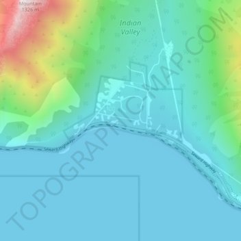 Topografische Karte Indian, Höhe, Relief